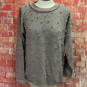 Brownstone Studio Vintage 80’s Silk Blend Pearl‎ Beaded Angora Sweater